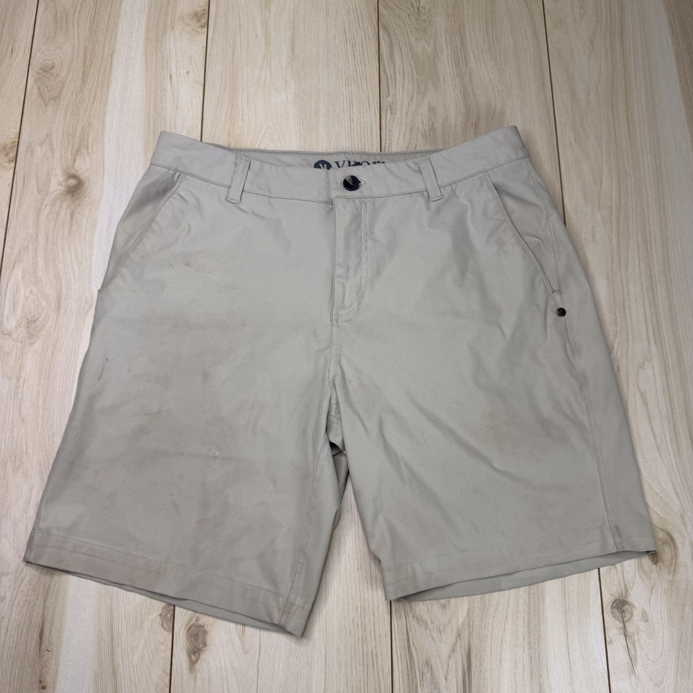 Vuori Aim Shorts Mens 33 Beige Technical Performance V379-S